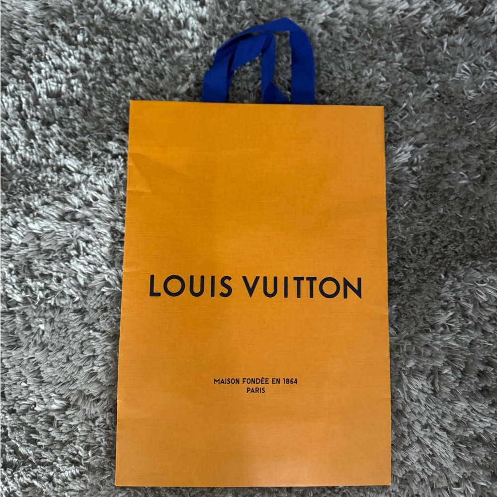 Louis Vuitton Bold Orange Bag with Blue Handles